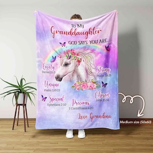 To My Granddaughter Blanket, Personalized Name Blanket, Unicorn Blanket, Grandpa Blanket, Family Throw Blanket - Blankets for girl