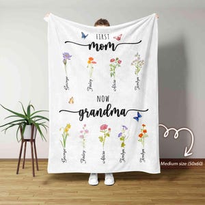 Coperta da giardino della nonna, coperta floreale del mese di nascita, regalo per la festa della mamma, regalo per la nonna, coperta per la mamma, regali per la nonna, regalo per la nonna