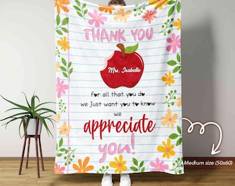 Personalized Teacher Name Blanket, Teacher Blanket, Teacher Appreciation Gifts, Teacher Thank You Gift, Teacher’s Day Gift