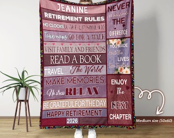 Custom Retirement Rules Blanket, Farewell Gift, Blanket For Retirement, Best Retirement Gifts Ideas, Blanket For Partner, Retirement Blanket