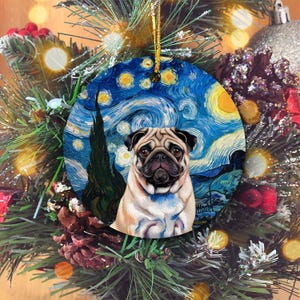 Décoration de la nuit étoilée, décoration de carlin, décorations de Noël, cadeaux de décoration, décoration d'ornement