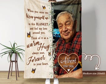 Personalized Memorial Blanket, In Loving Memory Gift, Loss of Dad Gift, Sympathy Gift for Family, Remembrance Blanket, Forever in Your Heart