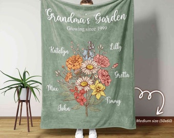 Dessus De Lit Ancien Fait Main - Grand-mère Fleur Jardin - Vintage