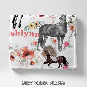 Personalized Name Blanket, Horse Blankets, Horse Baby Blankets, Birthday Gifts Blanket, Custom Kids Blankets image 9
