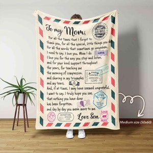 Manta para mi mamá, manta para mamá, manta con carta de hijo a mamá, manta con nombre personalizado, el mejor regalo para mamá, regalo de cumpleaños para ella