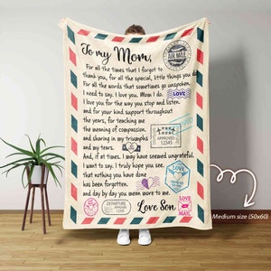 To My Mom Blanket, Mother Blanket, Letter From Son To Mom Blanket, Custom Name Blanket, Best Gift Blanket For Mother, Birthday Gift For Her