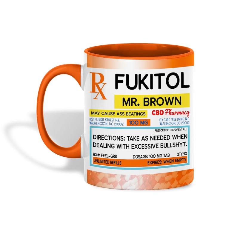 Funny Rx Prescription Mug, FUKITOL Gag Gift for Men, Mug for Coworker ...