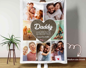 Daddy Blanket, Best Gift Ideas For Fathers, Custom Photo Blanket, Gift for Him, Blanket for Dad, Custom Dad Blanket