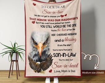 Para mi querido yerno, manta American Eagle, manta para hijo, manta familiar, mantas para regalo, manta de Navidad