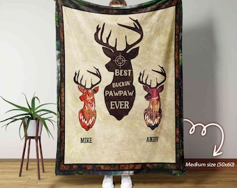 Custom Blanket For Hunter, Custom Deer Blanket, Dad Blanket, Grandfather Blanket, Personalized Gift For Father&#39;s Day, Hunting Lover Blanket,