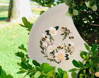 Buy 3 Get 1 Free - Flower Embroidered Mask, Reusable Face Masks, Women Face Mask - Handmade, Comfortable & Reusable Active
