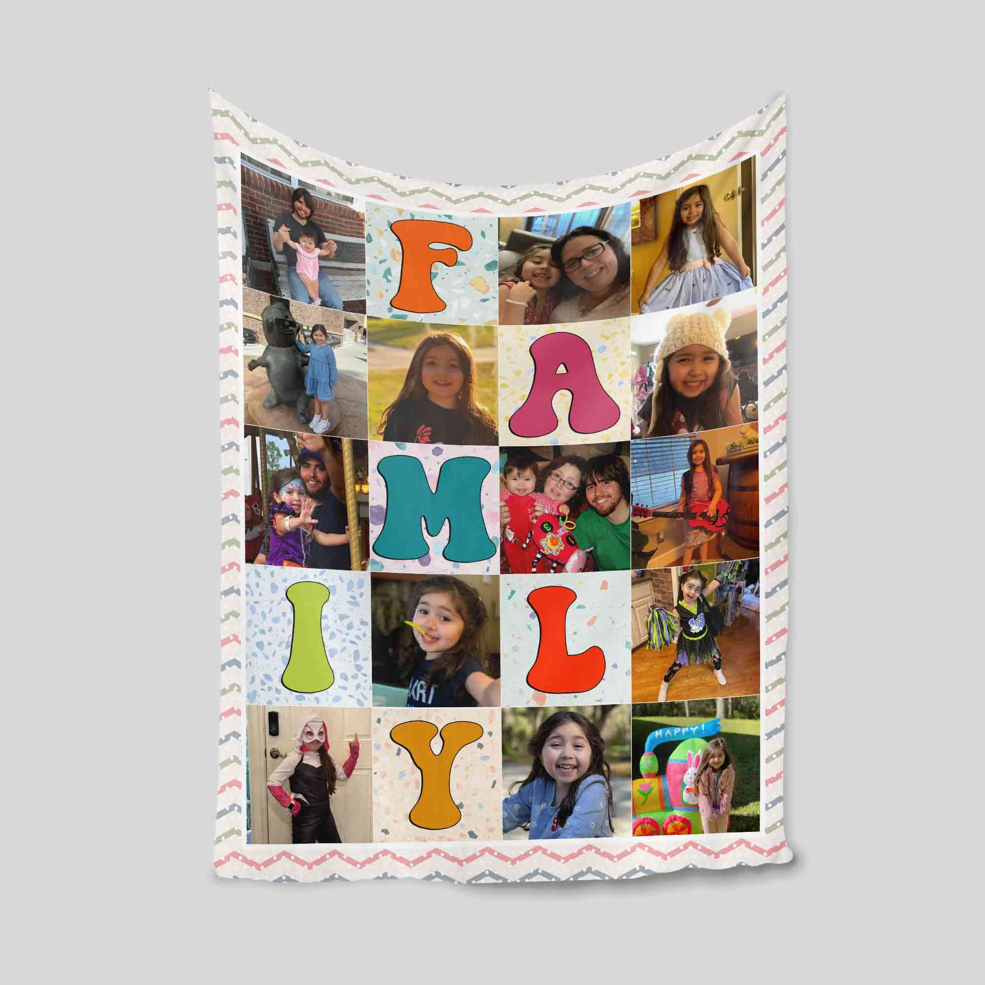 Personalized Family Photo Blanket | Blanket With a Photo | Mother's Day or Anniversary Gift