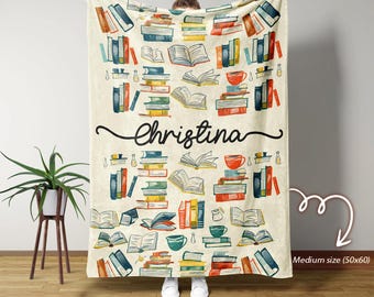 Personalized Book Lover Blanket, Cozy Reading Blanket, Gift for Readers, Bookish Gift, Book Blanket, Reading Blanket, Books Reading Blanket,