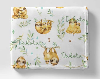 Personalized Sloth Blanket, Sloth Lover Blanket, Personalized Baby Blankets, Baby Blanket With Name, Baby Boy Blankets, Gift for Sloth Lover