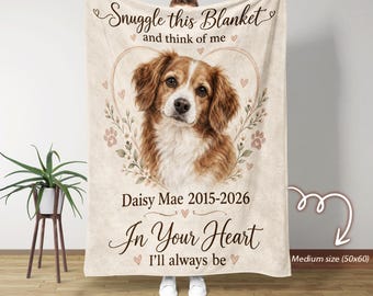Personalized Pet Memorial Blanket, Custom Dog Memorial Blanket, In Loving Memory Pet Gift, Pet Loss Keepsake, Dog Memorial Gift