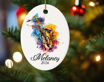 Saxophone Tree Decoration, Christmas Gift For Saxophone Lover, Ornament Saxaphone, Custom Musical Instrument Ornament, Music Lover Gift