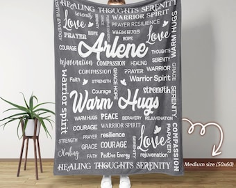 Personalized Name Blanket, Custom Word Art Blanket, Inspirational Gift for Her, Mental Health Gift, Healing Blanket, Warm Hugs Throw