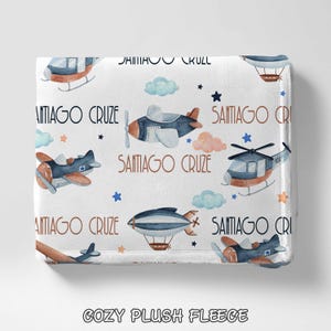 Couverture bébé avion personnalisée, couverture bébé personnalisée, décoration de chambre d&#39;enfant avion vintage, couverture bébé personnalisée, cadeau baby shower pour garçon