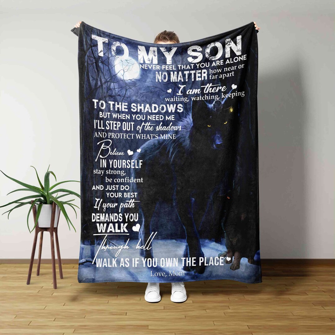 To My Son Blanket, Wolves Blanket, Blanket for Son, Family Throw