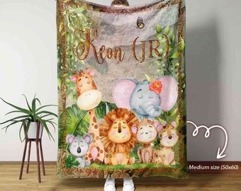 Personalized Woodland Baby Blanket, Safari Baby Blanket, Baby Blanket With Name, Blanket For Baby, Gift for Boy and Girl