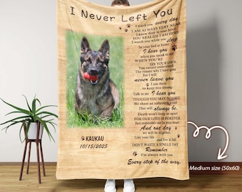 Personalized Pet Memorial Blanket, Custom Pet Photo Collage Blanket, Sympathy Gifts for Loss of Loved, I Never Left You Blanket