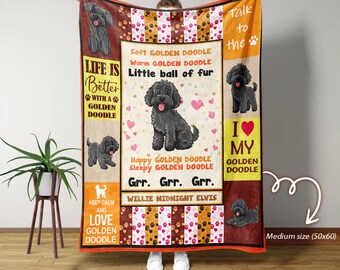 Golden Doodle Decke, Kuscheldecke, benutzerdefinierte Namen Decke, süße Hundedecke, Golden Doodle Geschenk, Hundeliebhaber Decke, Puppy Love Dekor