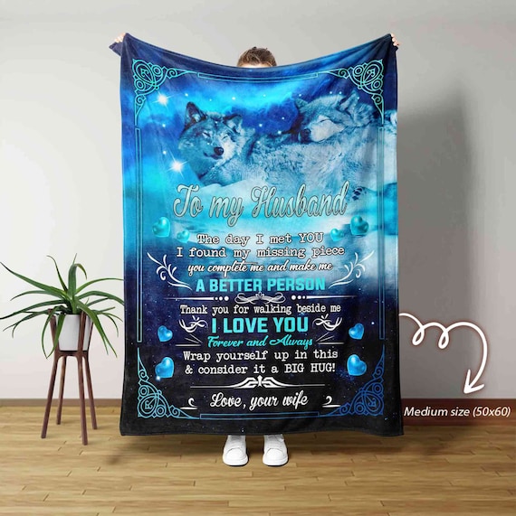 Personalized Name Blanket, Wolf Blanket, Winter Blanket, Heart Blanket, Family Blanket, Gift Blanket