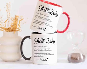 Personalized Lady Mug, Boss Lady Mug, Coffee Cup for Women, Gift for Female Boss, Girl Boss Office Mug, Empowered Woman Quote Mug