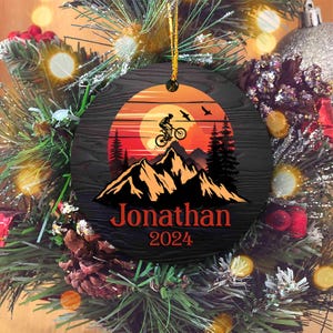 Personalized Mountain Bike Christmas Ornament, Mountain Biking Ornament, Biker Ornament, Bike Christmas Ornament