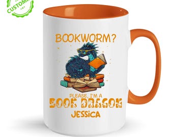 Personalized Name Coffee Cup, Book Dragon Mug, Please I’m a Book Dragon Mug, Bookworm Cup, Reading Lover Coffee Cup