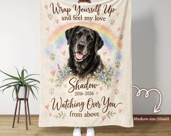 Personalized Dog Memorial Blanket, Custom Pet Loss Gift, Rainbow Bridge Sympathy Blanket,  Dog Memorial Gift for Pet Lovers