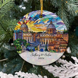 Rome Christmas Ornament, Rome Italy Ornament, Italy Vacation Ornament, Travel Christmas Ornament, Rome Gift, Travel Gift for Engaged Couple