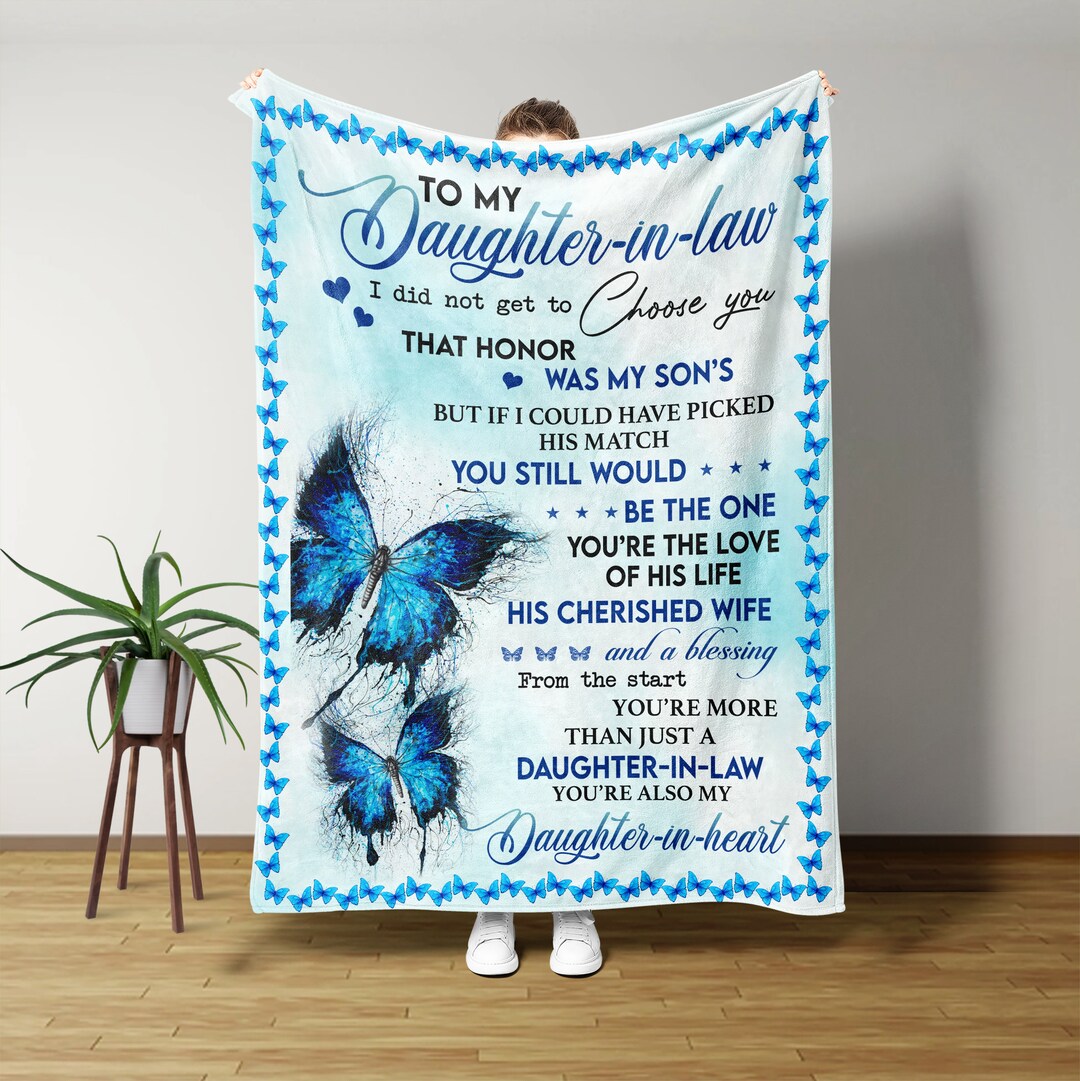 To My Daughterinlaw Blanket, Blue Butterfly Blanket, Blanket for