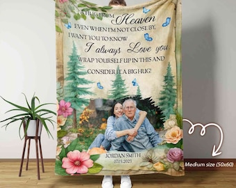 Manta conmemorativa personalizada, manta "Un abrazo del cielo", manta conmemorativa, manta con foto personalizada, regalo de recuerdo, manta "En memoria amorosa"