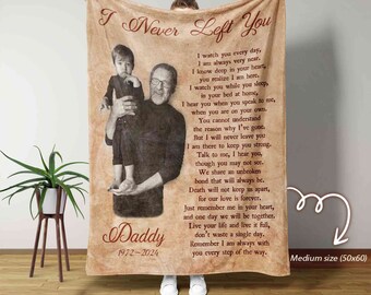Personalized Memorial Photo Blanket, I Never Left You Memorial Blanket, In Loving Memory Blanket, Sympathy Blanket, Remembrance Gift
