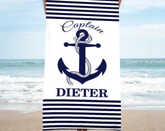 Toallas de playa Capitán, toallas de playa con nombre personalizado, toallas de playa con monograma, toalla de playa personalizada, toallas de playa en oferta