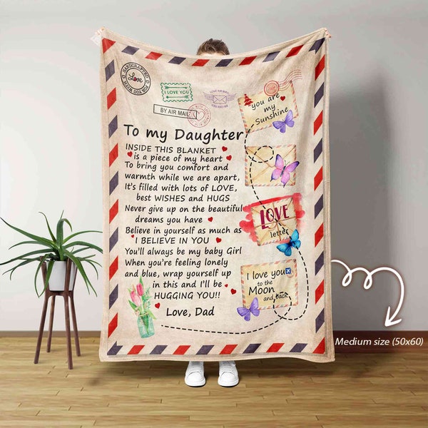 To My Daughter Blanket, Personalized Name Blanket,  Letter Blanket, Dad Blanket, Family Throw Blanket, Blankets For Girls, Blanket For Gifts