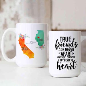 Personalized Long Distance State To State Coffee Mug, Miles Apart Coffee Mug, Custom Sate Mug, Moving Away Gift, Best Friend Gift