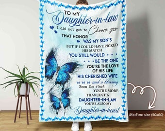 To My Daughter-In-Law Blanket, Blue Butterfly Blanket, Blanket For Daughter, Blanket For Girl, Family Throw Blanket, Blankets For Gift