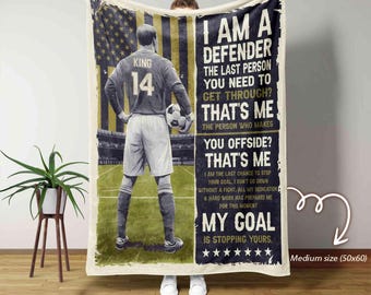 Personalized Soccer Blanket With Your Name & Number, Soccer Blanket, Sports Blanket, Soccer Team Gift, Soccer Player Gift,  Sports Fan Gift
