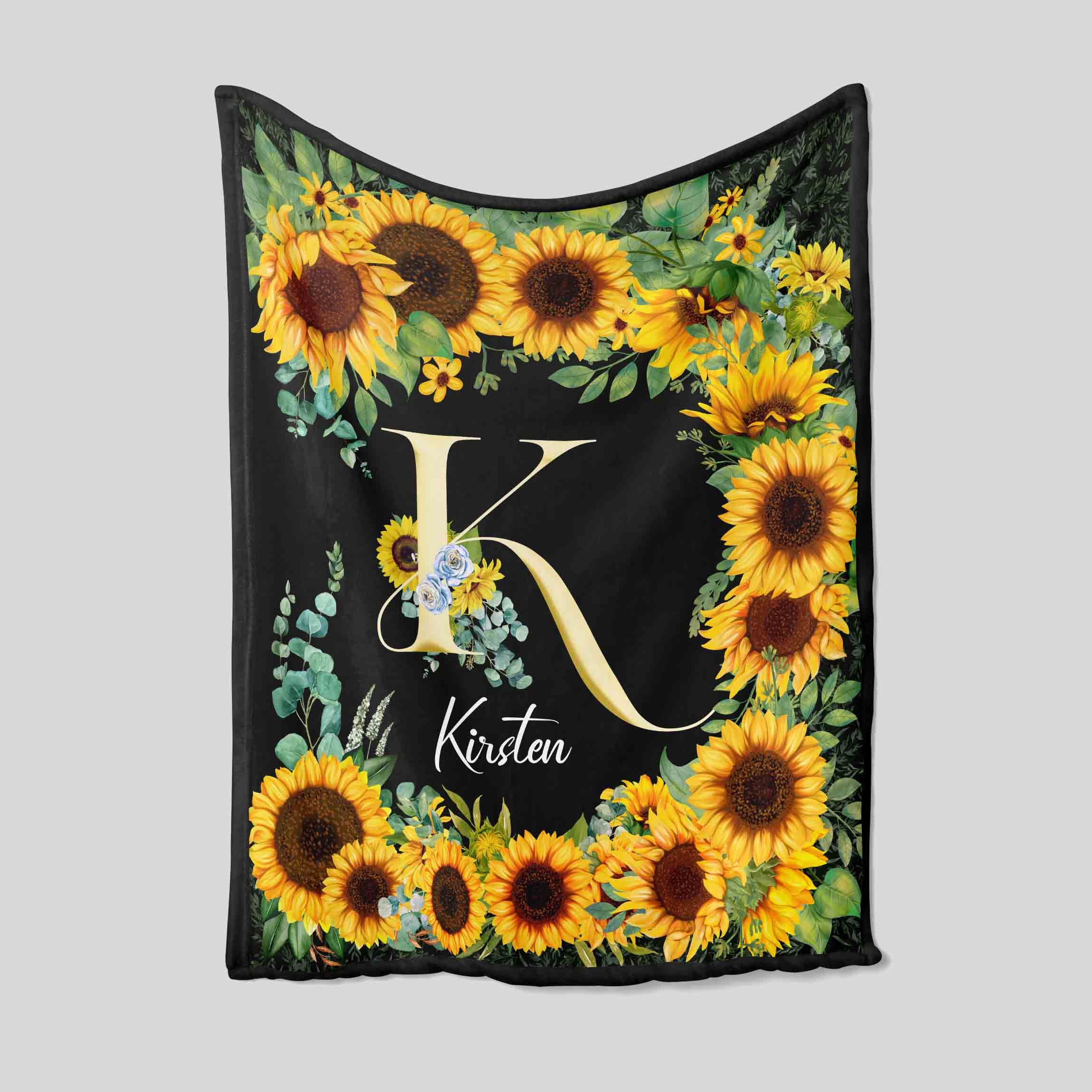 Personalized Name Blanket Custom Blanket With Name Sunflower Etsy
