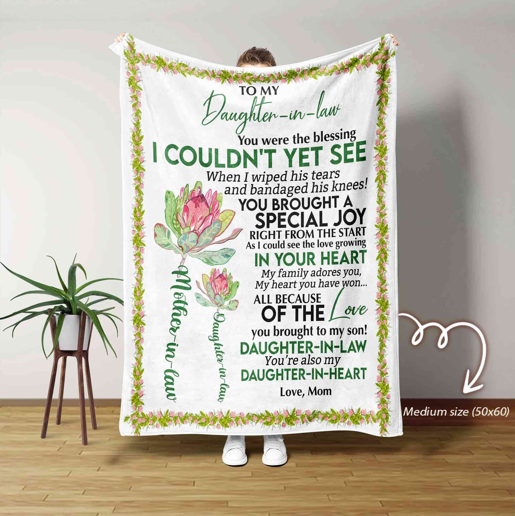 To Our Daughter-In-Law Blanket, Personalized Name Blanket, Daughter Blanket, Family Throw Blanket - Blankets for girls,  Birthday Blanket
