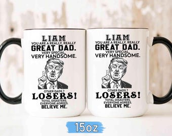 Lustiger Trump Dad Becher, personalisiertes Vatertagsgeschenk, bester Vater Lustiger Becher, Trump Dad Kaffeetasse, Papa Tasse von Tochter, Papa Geburtstagsgeschenk