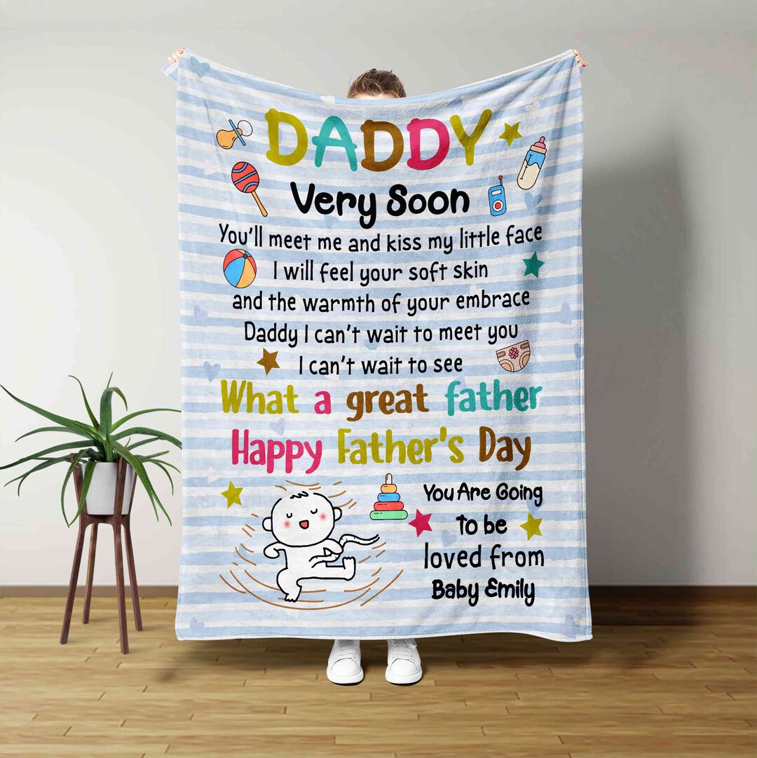 Personalized Daddy Blanket Fathers Day Gift Ideas First Etsy
