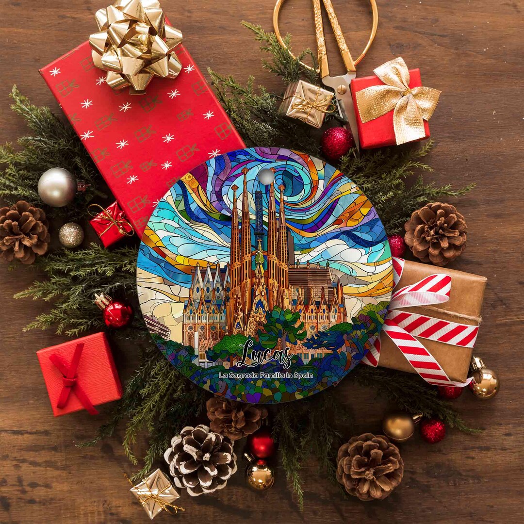 Personalized Spain Ornament, Barcelona Christmas Ornament