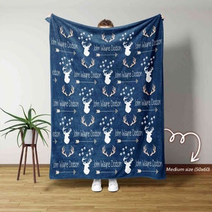 Custom Baby Blanket, Deer Blanket, Custom Name Blanket, Arrow Blanket, Blanket For Baby, Blanket For Christmas, Blanket For Gift