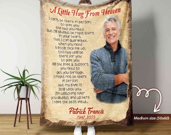 Manta conmemorativa personalizada, manta "Un pequeño abrazo del cielo", manta conmemorativa, manta con foto personalizada, regalo de recuerdo, manta de condolencias