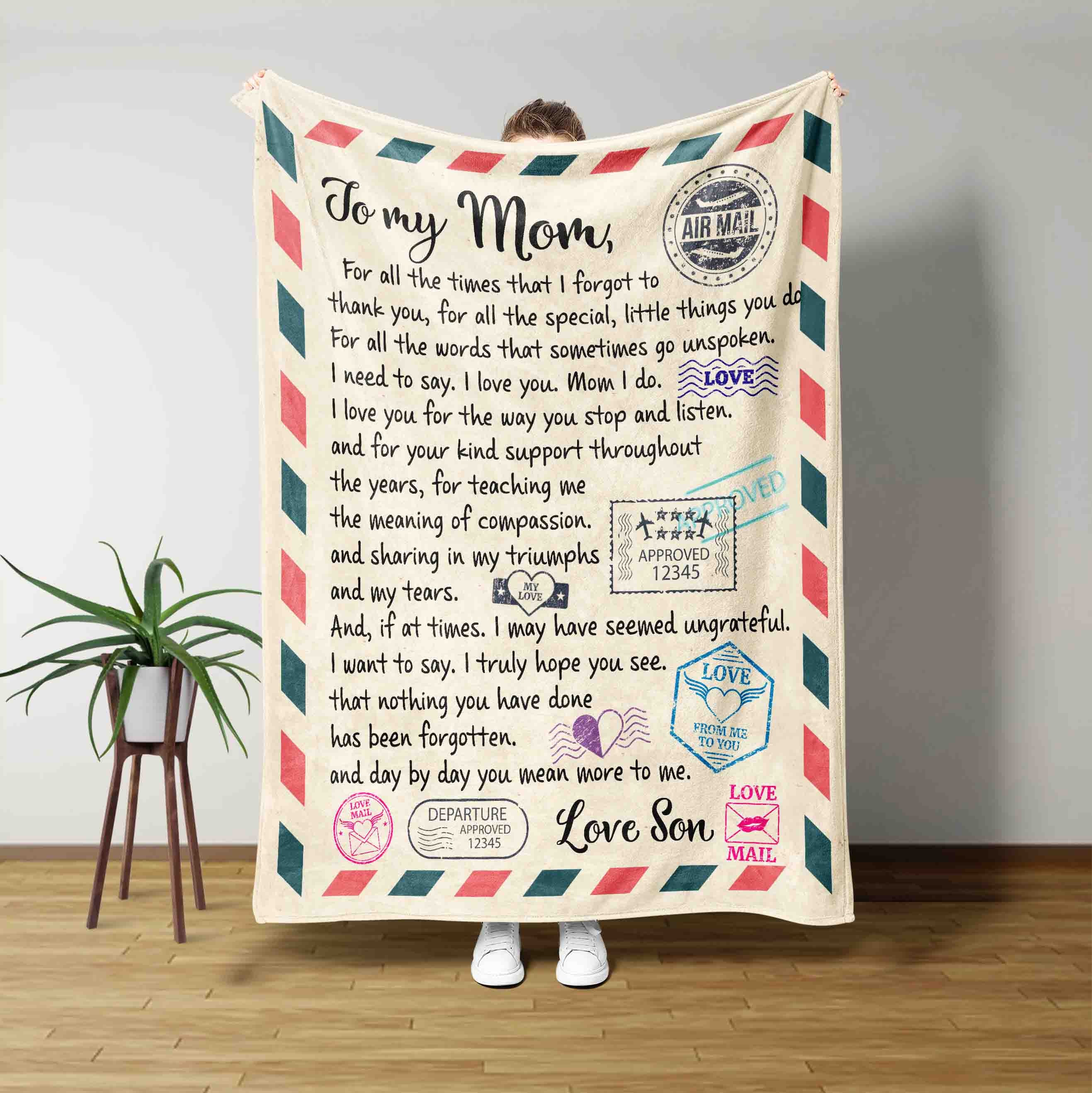 Mom Blankets Gifts for Mom from Daughter Son, Letter Warm Soft Throw  Blankets for Mom, Best Mom Ever Blankets, Mom Gifts for Birthday Christmas