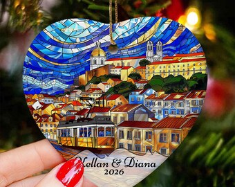 Personalized Lisbon Ornament, Lisbon Portugal Christmas Ornament, Lisbon Trip Ornament, Lisbon Portugal Vacation, Lisbon Gift