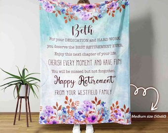 Custom Retirement Blanket, Retirement Gift For Her, Rose Style Blanket, Retirement Gift Ideas For Women, Retirement Gifts, Christmas Gift